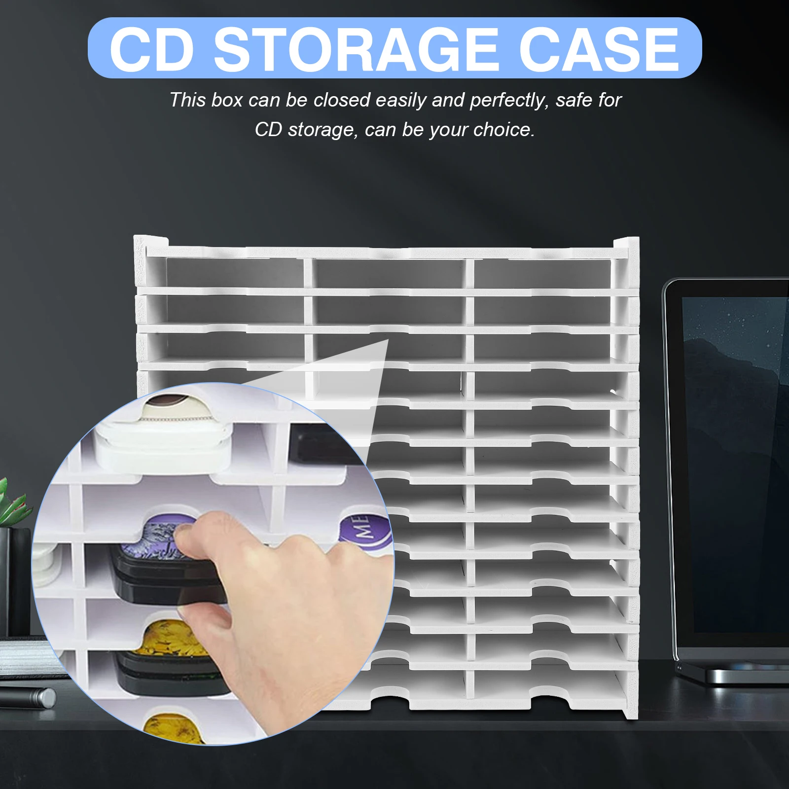 

PVC Desktop Multi-Grid Storage Box Sturdy Cd Dvd Case Scratch Resistant Disc Holder Portable Media Organizer Cd Carrying Storage