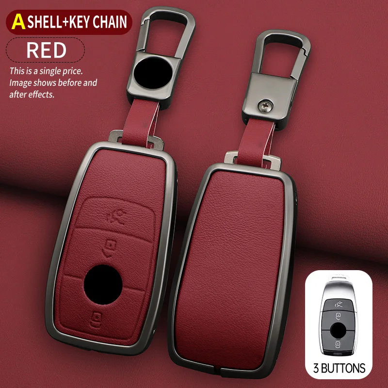 Car Zinc Alloy Leather Key Cases Holder Cover For Mercedes Benz E Class E200L/E300L/C260L/C180 GLC A200 Interior Accessories
