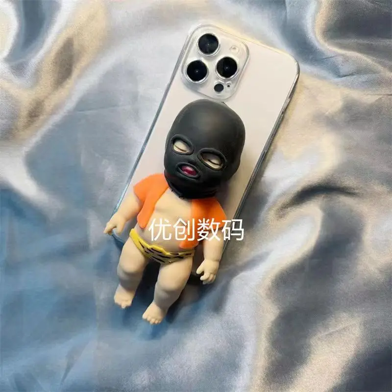 Simulated Pinch Mask Bandit Doll Suitable for IPhone 16Promax Phone Case Cute 15 3D Dolls 14/13 Funny 11 Full Pack Phone Case