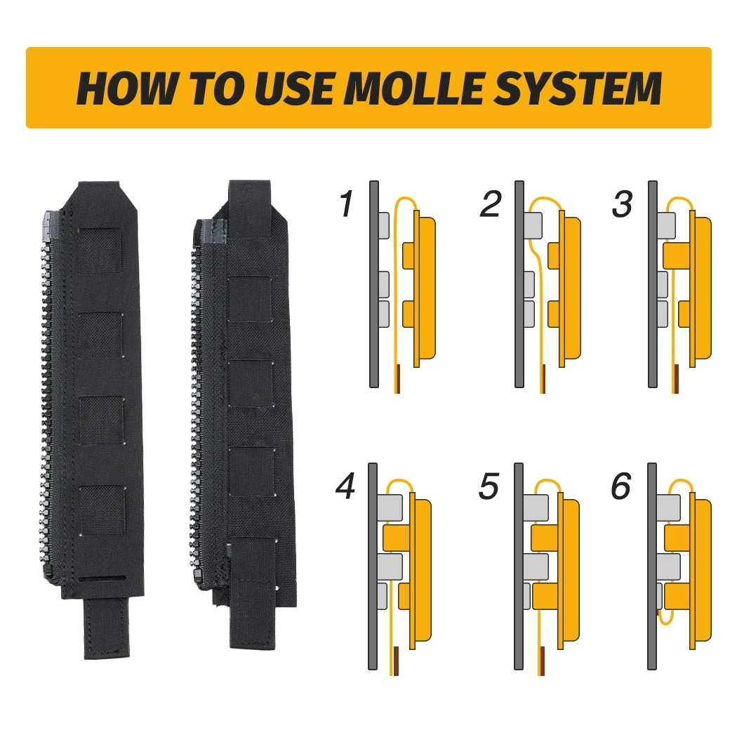 IDOGEAR Tactical Zipper MOLLE Adapter 10# For Rear Back Pack Plate Carrier Camo 3950