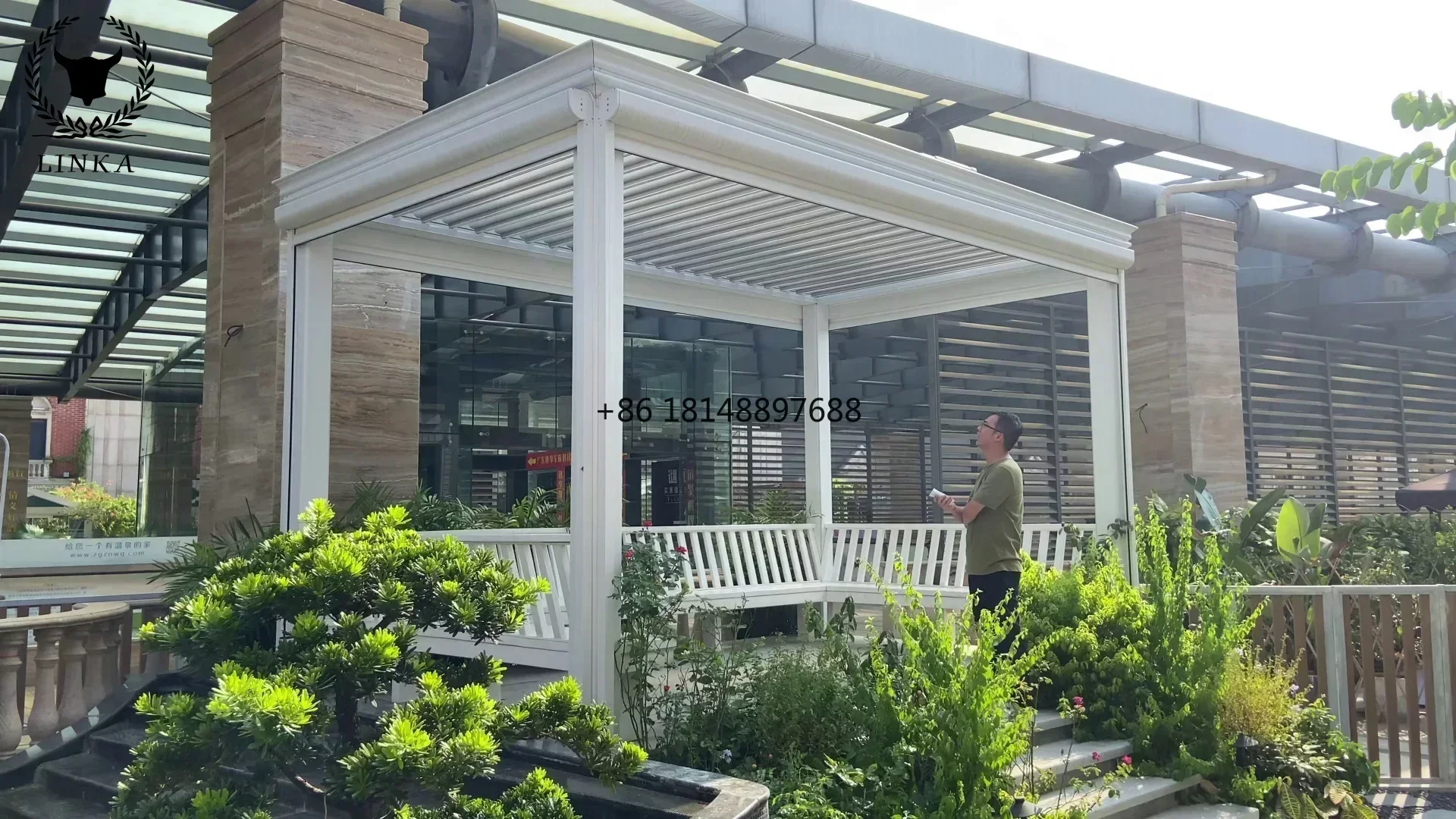 Balcony Smart Cover Pergola Aluminium Outdoor 3m x 4m Waterproof Garden House Pavilion