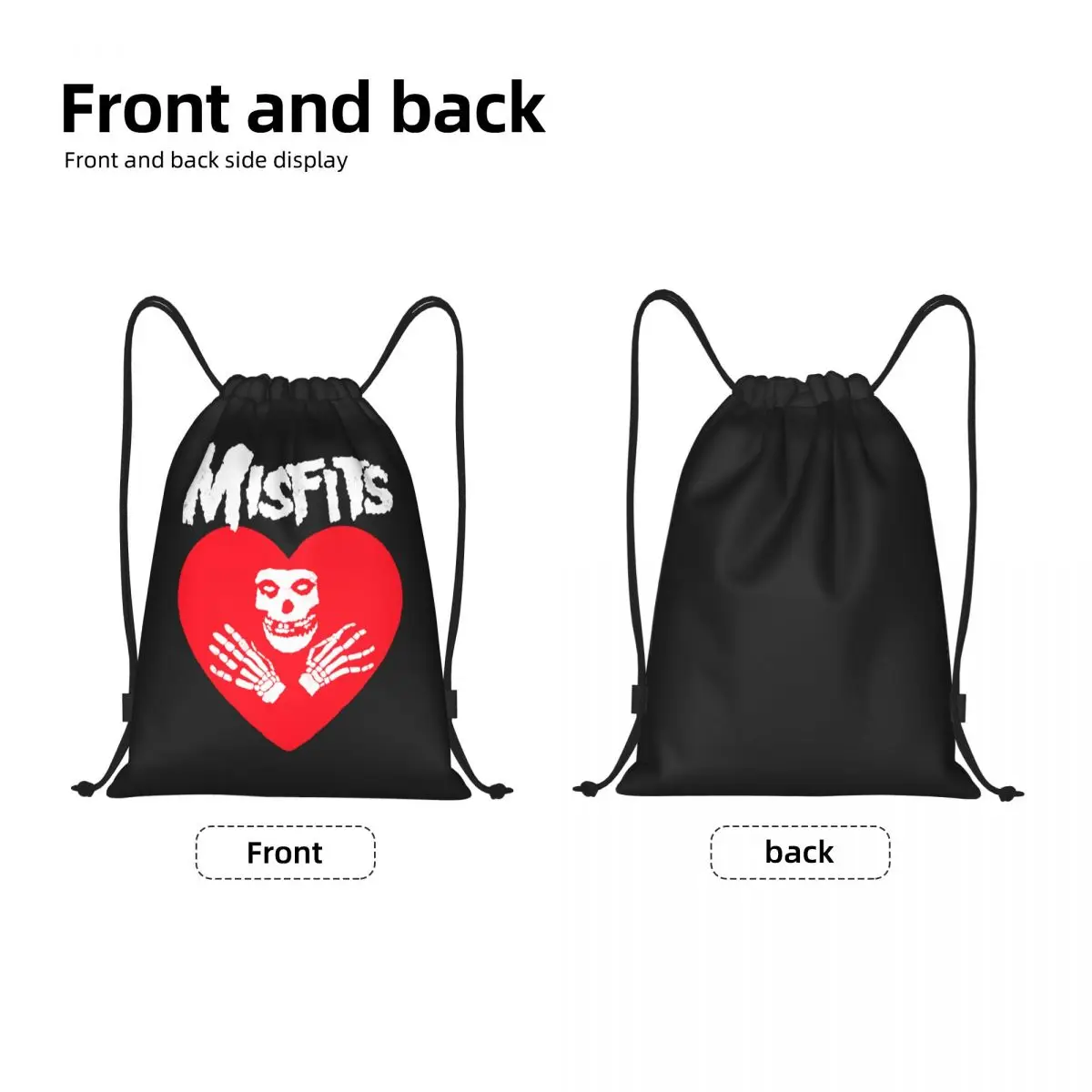 Love Misfits Skull Drawstring Bags Men Women Foldable Gym Sports Sackpack Heavy Metal Rock Shopping Backpacks