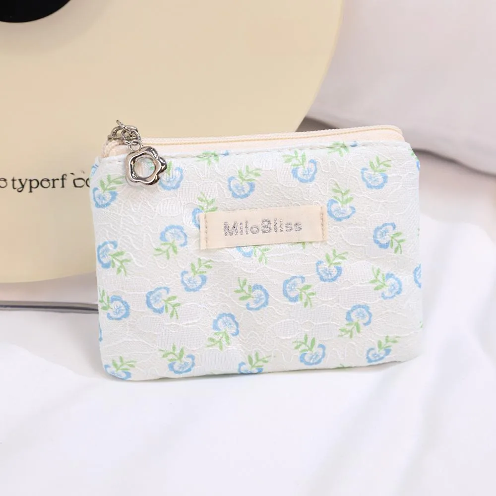 

INS Style Makeup Bag Mesh Jacquard Handheld Cosmetic Storage Case Fresh Floral Small Essentials Organizer for Women & Girls