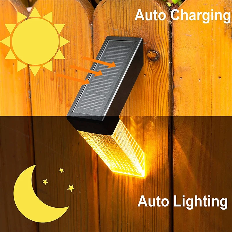 Solar Deck Lights Fence Step Light Outdoor Waterproof 7 Color Changing Solar Led Lights Decoration for Fence,Yard,Garden Decor