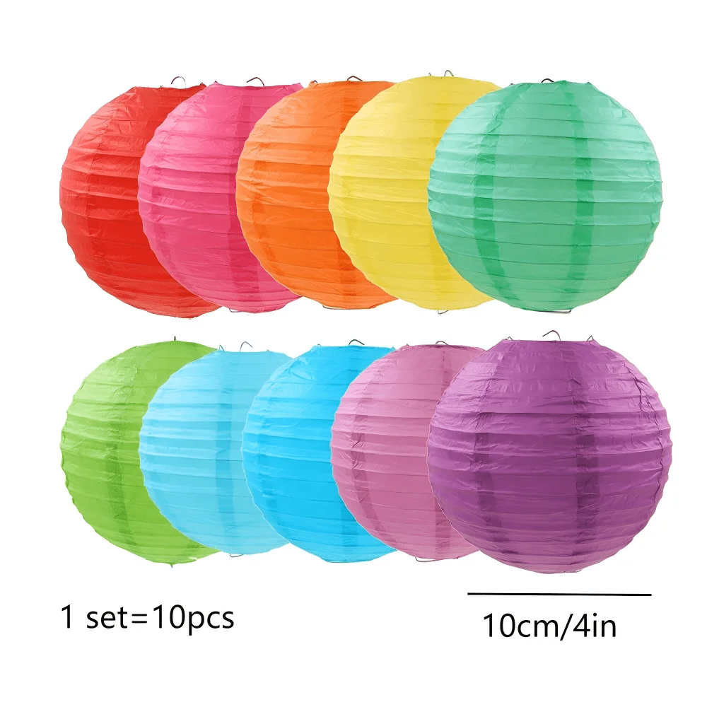 6 Pcs Jelly Fish Paper Lanterns, Pink Green Blue, for Mermaid Sea Theme Party & Event Decor