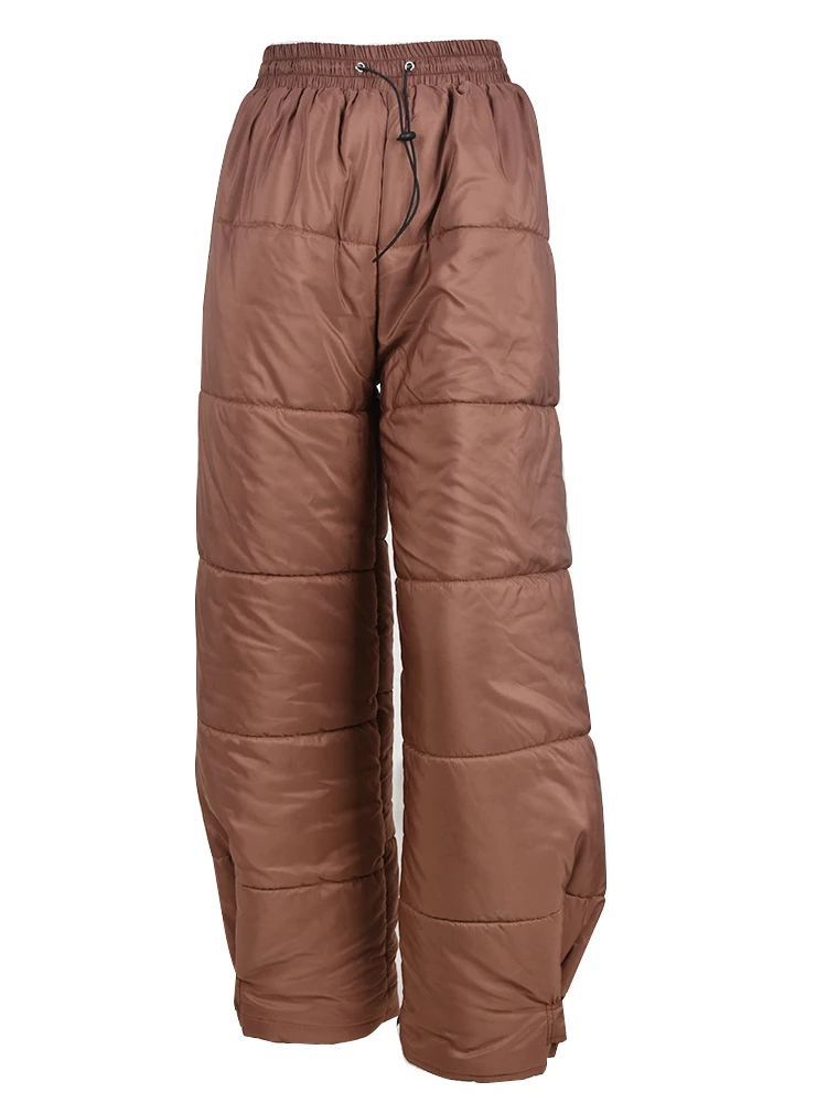 Women Drawstring Soft Wide Leg Green Pants High Waist Casual Cotton Trousers 2023 Fall Winter Thick Warm Straight Sweatpants