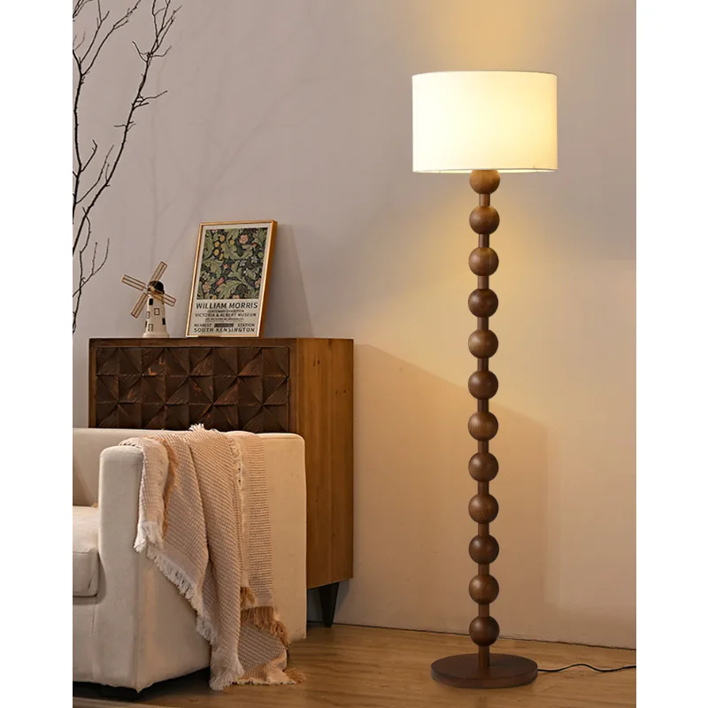 

Vintage Walnut E27 Led Floor Lamps for Living Room Sofa Side Standing Lamp Bedroom Study Solid Wood Reading Lights Home Decor