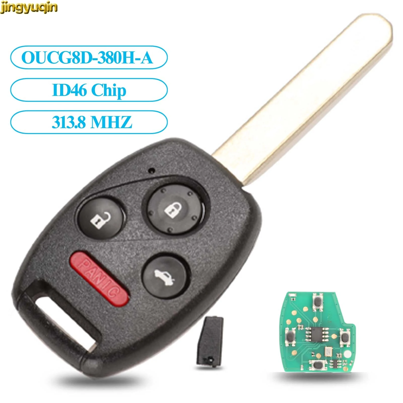 Jingyuqin Remote Car Key 313.8/315/433MHZ ID46 For Honda Accord 2003-2008 CR-V Civic Sedan Insight 2009 Odyssey Element 2/3/4BTN