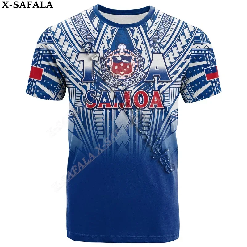 Samoa Polynesian Lauhala Rugby  3D Print Mesh Fiber T-Shirt Tops Summer Tees Men Streetwear Shorts Sleeve Sport Casual Shirt-1