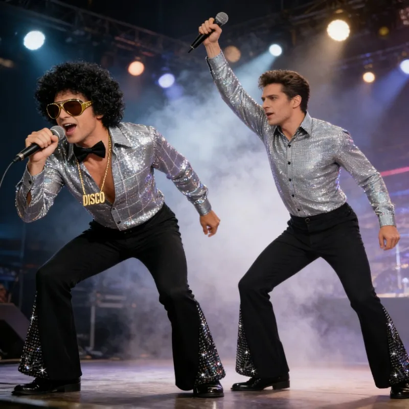 

Комплект из 6 предметов: Новые ретро-костюмы для дискотеки в стиле 70-х, с принтом, с длинными рукавами, рубашка и комплект с длинными рукавами