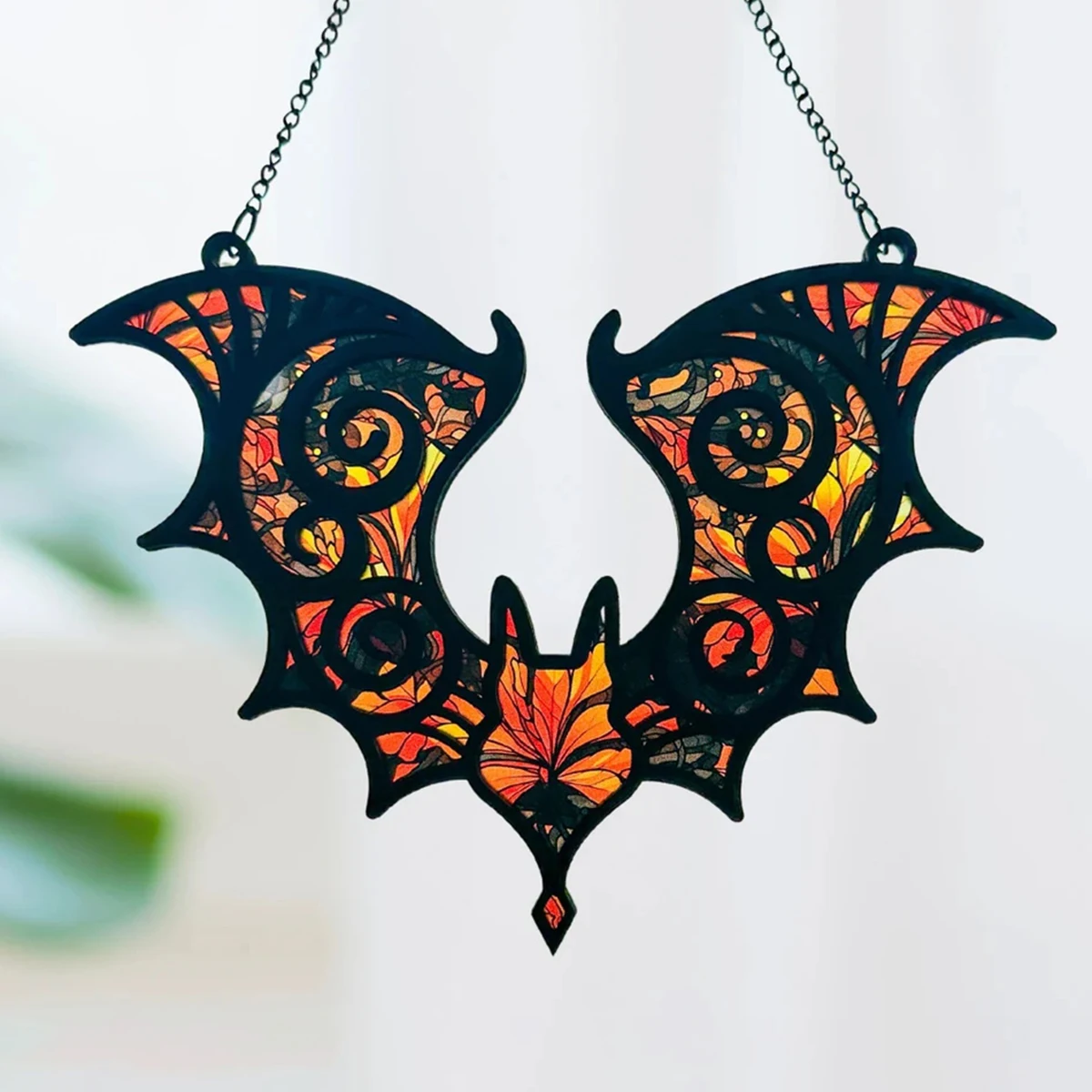 Acrylic Bat Hanging Decoration Stained Glass Effect Gothic Halloween Window Decor Colorful Suncatcher for Home Party Decor Gift