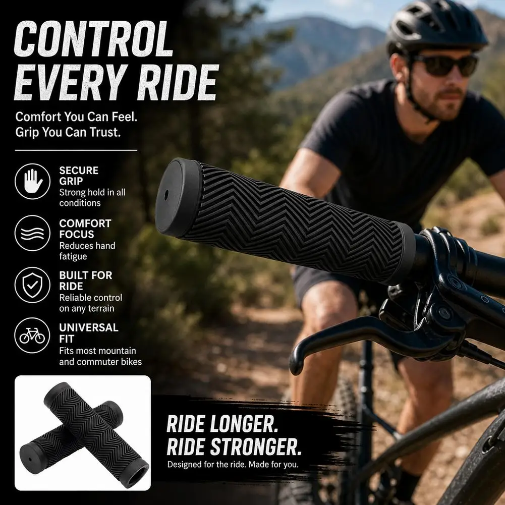 Bike Handlebar Handle Hand Grips Rubber Non-slip Cycling Handle MTB Bicycle Scooter Black Soft Rubber Bicycle Replacement Access view 2