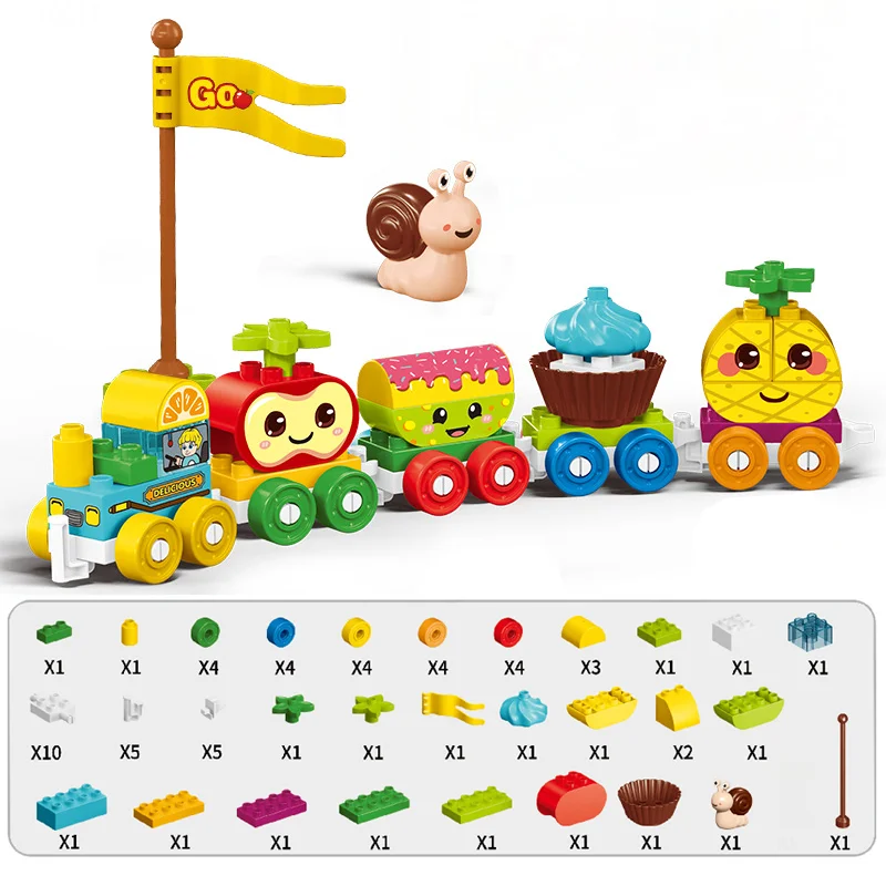 Big Size Building Blocks Set Compatible Duplo Train Animals Digital Model Toddlers Educational Cars Bricks Toys Kids Gifts