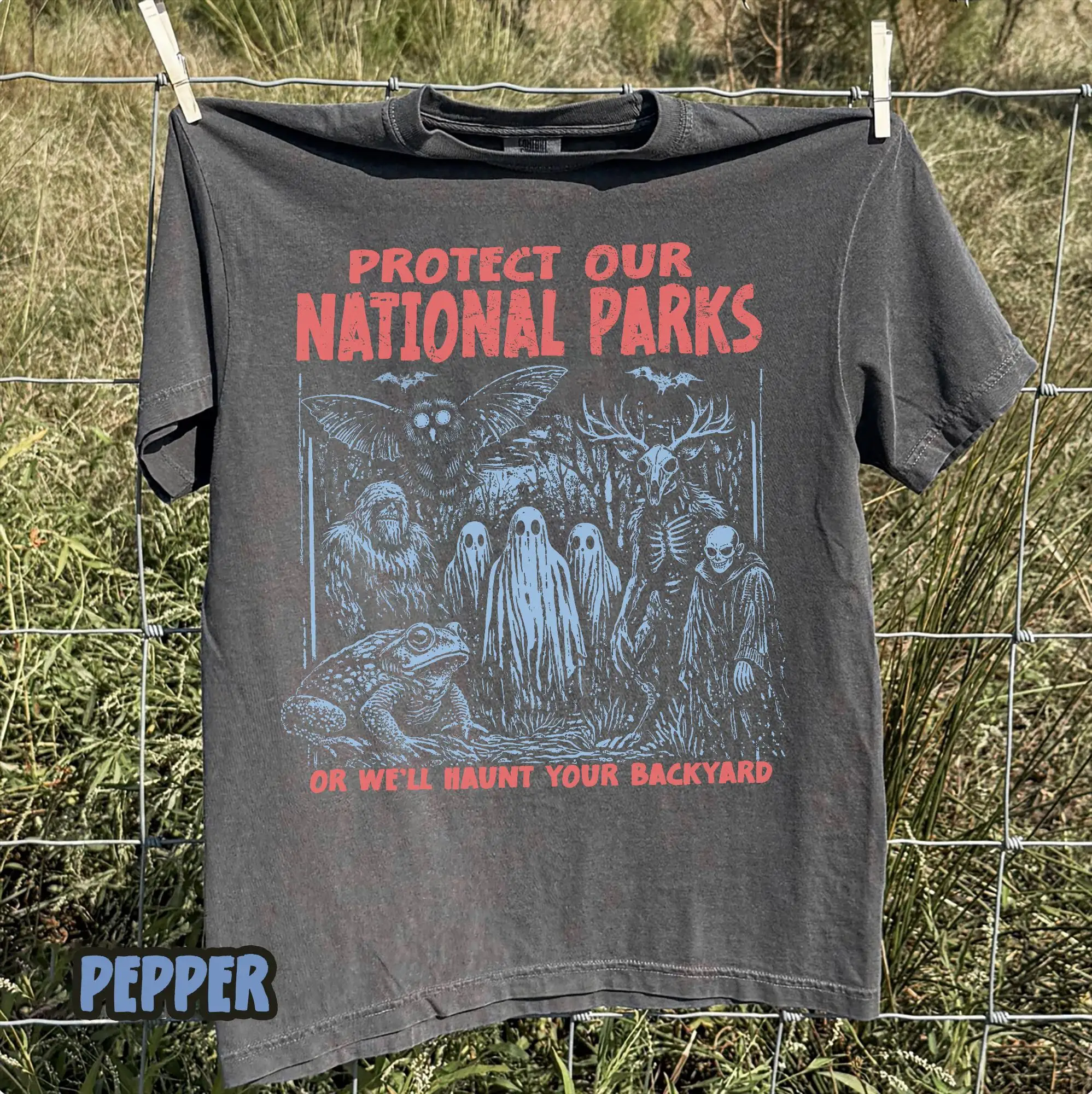 Cryptid Creatures National Parks ® Shirt : 90s Protect Our Parks Vintage Camping Hiking Tee
