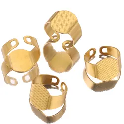 10pcs Stainless Steel Open Ring Base Settings Adjustable Flat Blank Cabochons Ring Bezel Jewelry Making Supplies Bulk Wholesale