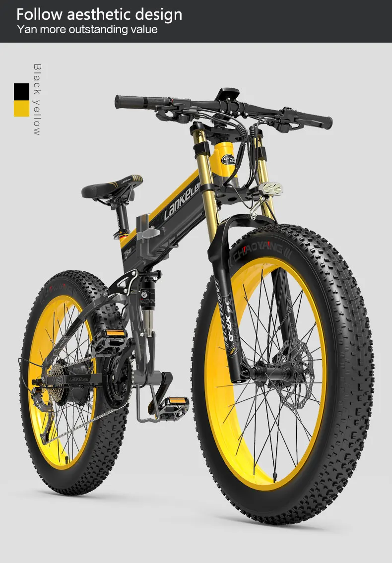 LANKELEISI XT750 PLUS 1000W E-Bike, 48V 17,5Ah Akku, 26"×4,0 Fat-Reifen, 130km Reichweite, Vollfederung, faltbares Elektrofahrrad für Erwachsene