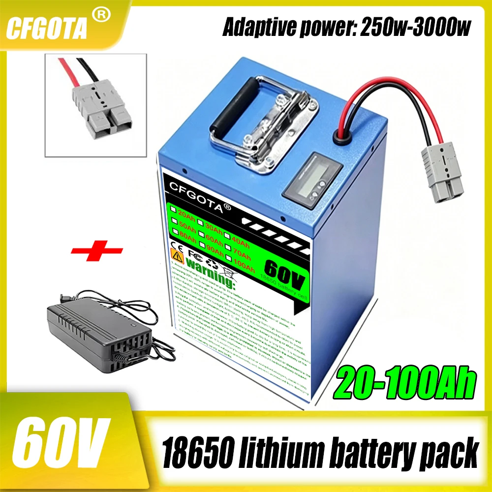 

Air fast transportation Large capacity 18650 lithium battery 60V 100AH Suitable for 250-3000W motors 60V equipment Full capacity