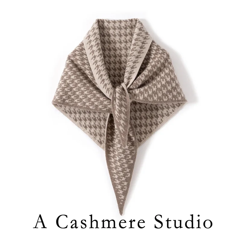 

Winter Korea Knitted Triangle Scarf Cashmere Warm Houndstooth Shawl Scarf Women Neck Protection Largescarf Cashmere Scarf