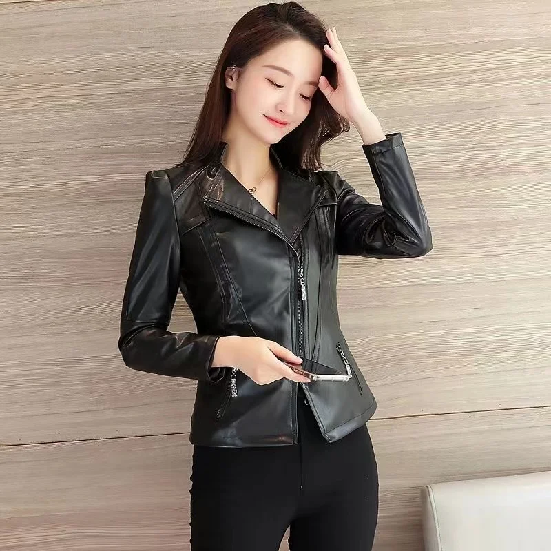 Women Jackets 2024 Spring Autumn New Faux Leather Jacket Womens Casual Slim Waterproof Windproof Basic Coats Short Female Jacket