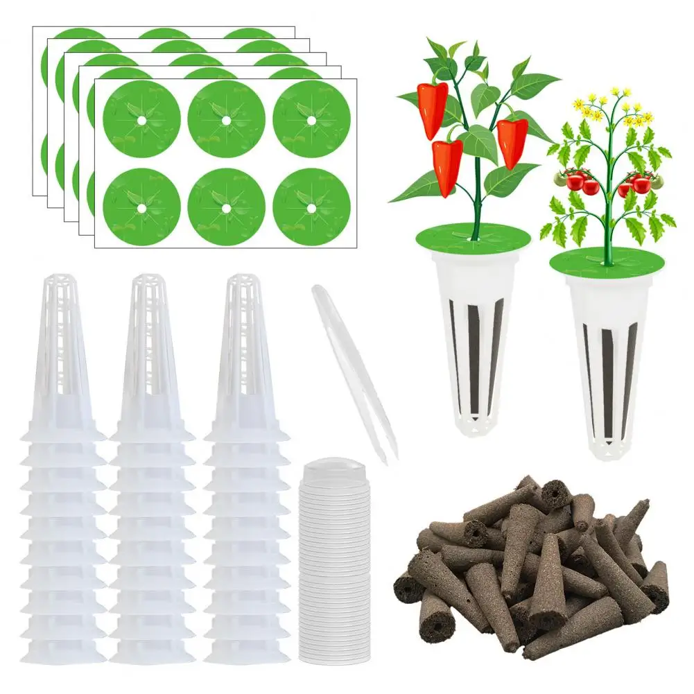 

121Pcs/Set Hydroponics Growing Basket With Sponge Sticker Lid Tweezer Indoor Herb Young Plants Planting Container Tool Kit