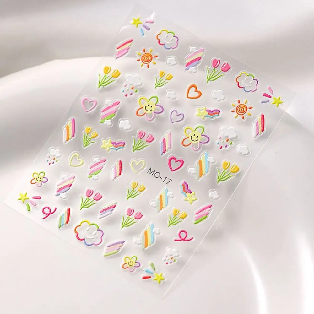 Mode bloemen nagel sticker 5D reliëf graffiti Nalil decor bloem konijn nagel sticker
