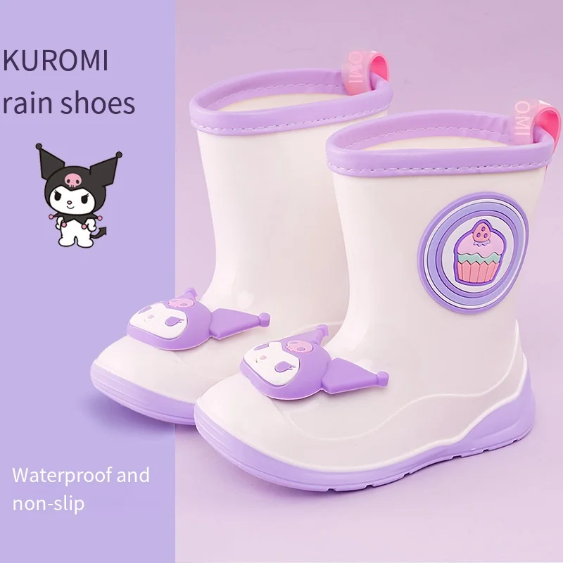 Hellokitty-botas impermeables de dibujos animados para niños, Cute Sanrio Kuormi Cinnamoroll My meloy, Botas de lluvia antideslizantes para exteriores, regalo para niña, Verano