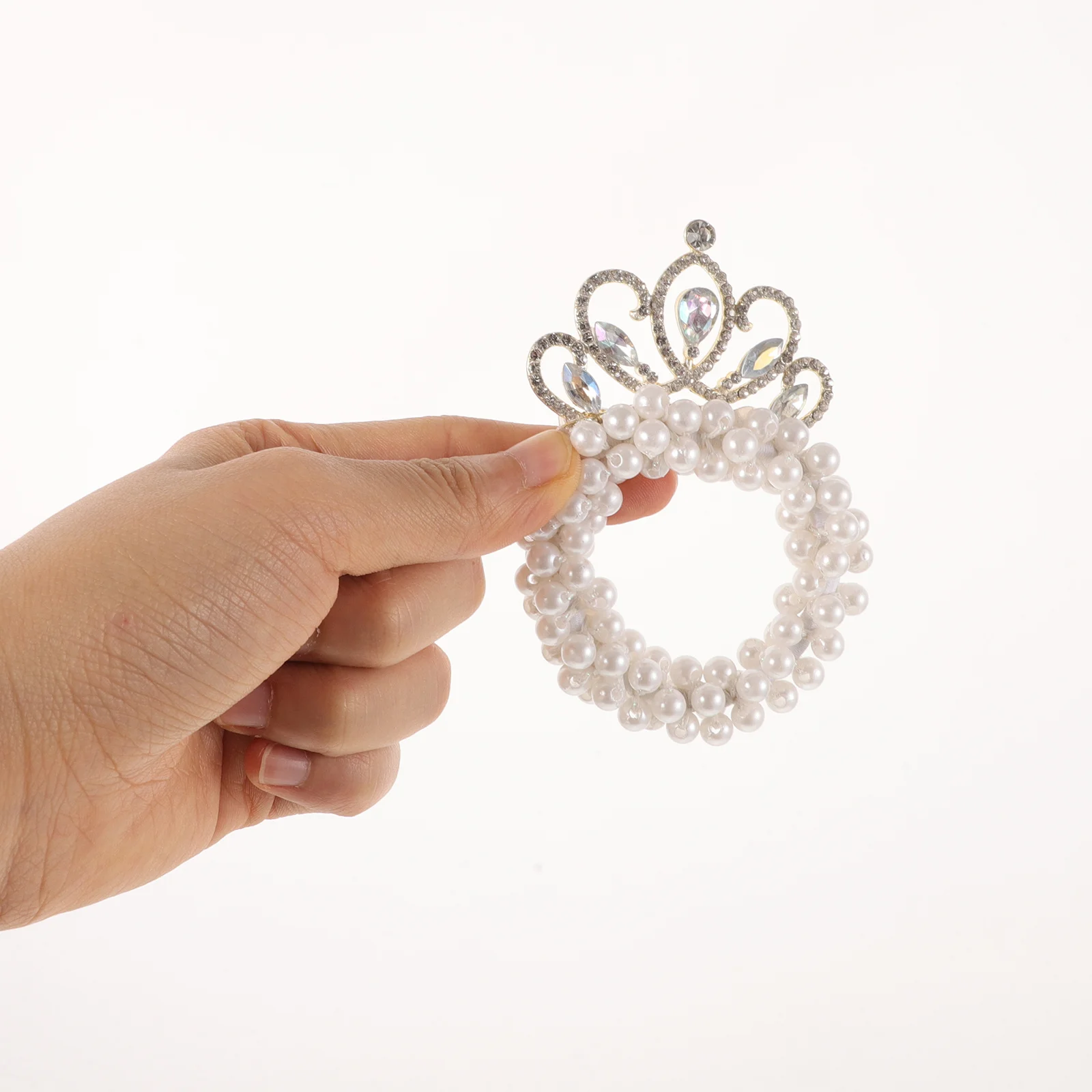 

Crown Hair Scrunchy Pearl Beaded Elastic Hair Tie Stylish Tiara Headband Gift Scrunchies for Ponytail Holders