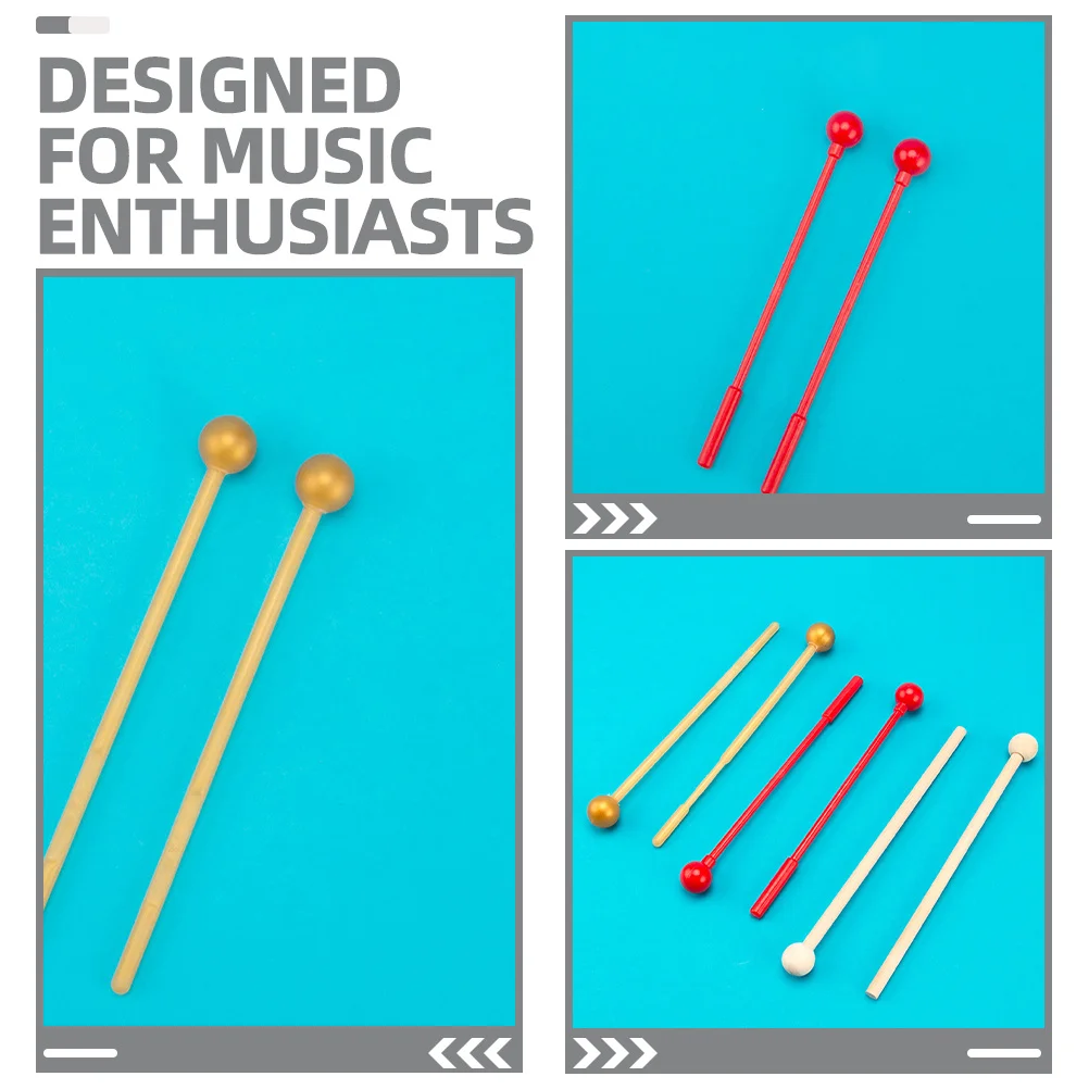 

2Pairs Knocking Sticks for Carillon Glockenspiel Xylophone ABS Percussion Mallets Lightweight Drumsticks Clear Crisp Sound