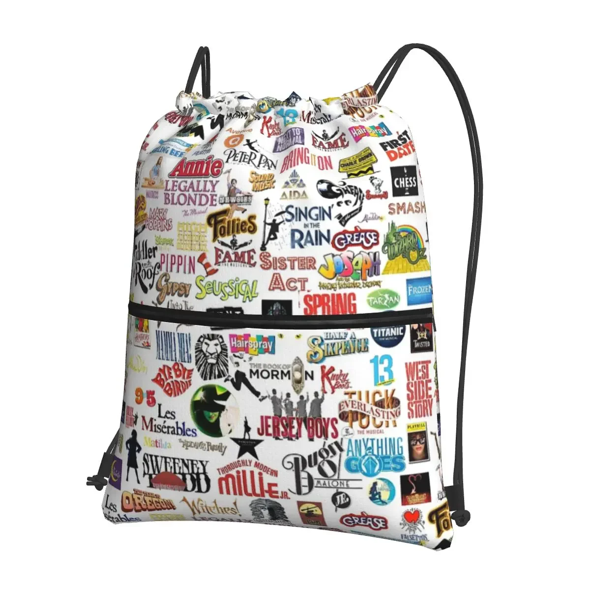 Musical Logos Portable Backpacks Drawstring Bag Multi-function Drawstring Bundle Pocket Sundries Bags For School Students