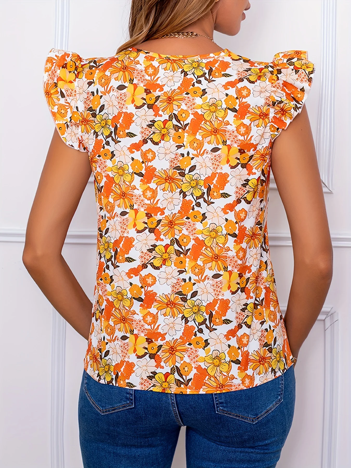Romantisch Gebloemd Nieuw Shirt Met Schattige Bloemenprint V-Hals Damesshirt