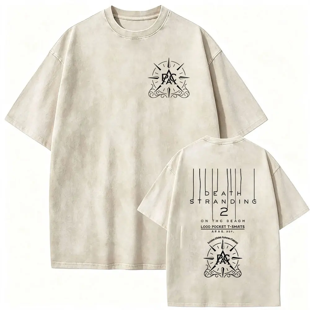 Vintage Washed Death Stranding 2 on The Beach Game Fans Print T Shirt Men's Women Clothing Fashion O-Neck Short Sleeve T-shirts