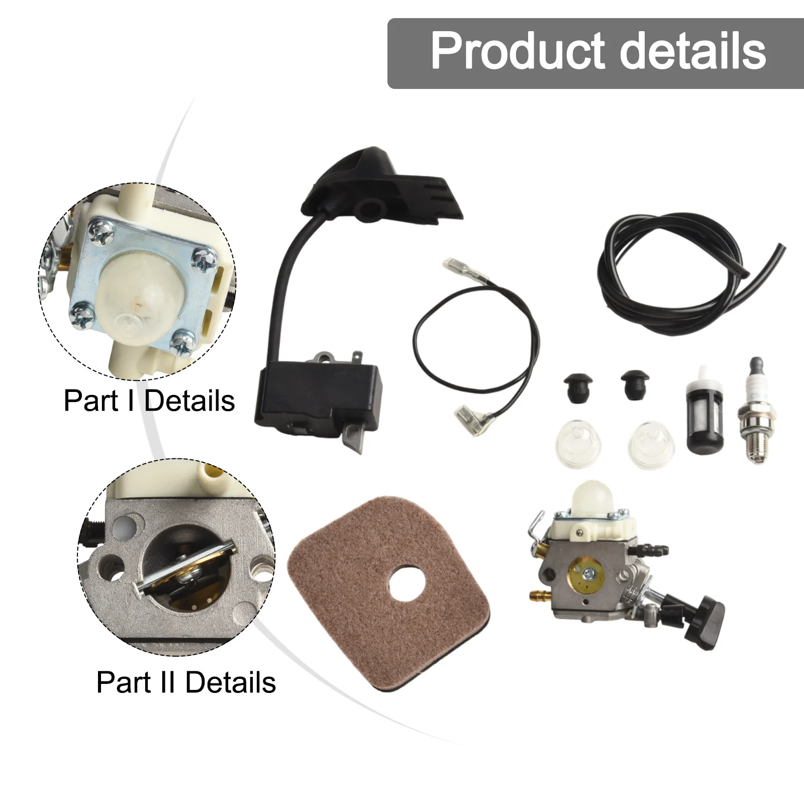 

Metal Carburetor for For ignition Coil with Gaskets and Filter for BG86 SH56 SH56C SH86 SH86C Blower C1M S261B