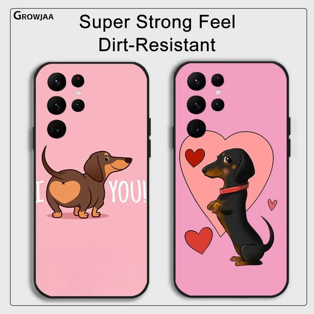 1PC Leuke Teckel Telefoon Case Voor Samsung Galaxy S25 S24 S22 S23 Ultra S21 S20 Plus 5G Frosted antislip Volledige Zachte Case