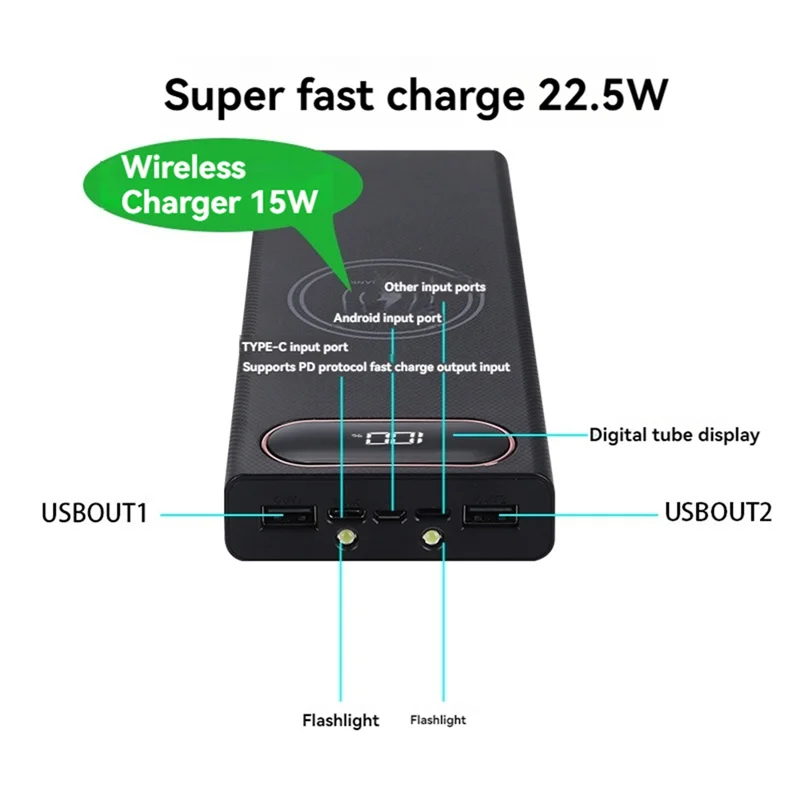 B92B-8*18650 Rechargeable Battery Charger  Dual USB Battery Shell  DIY Power Bank Case Fast Charging Battery Bank Box Storage Bo