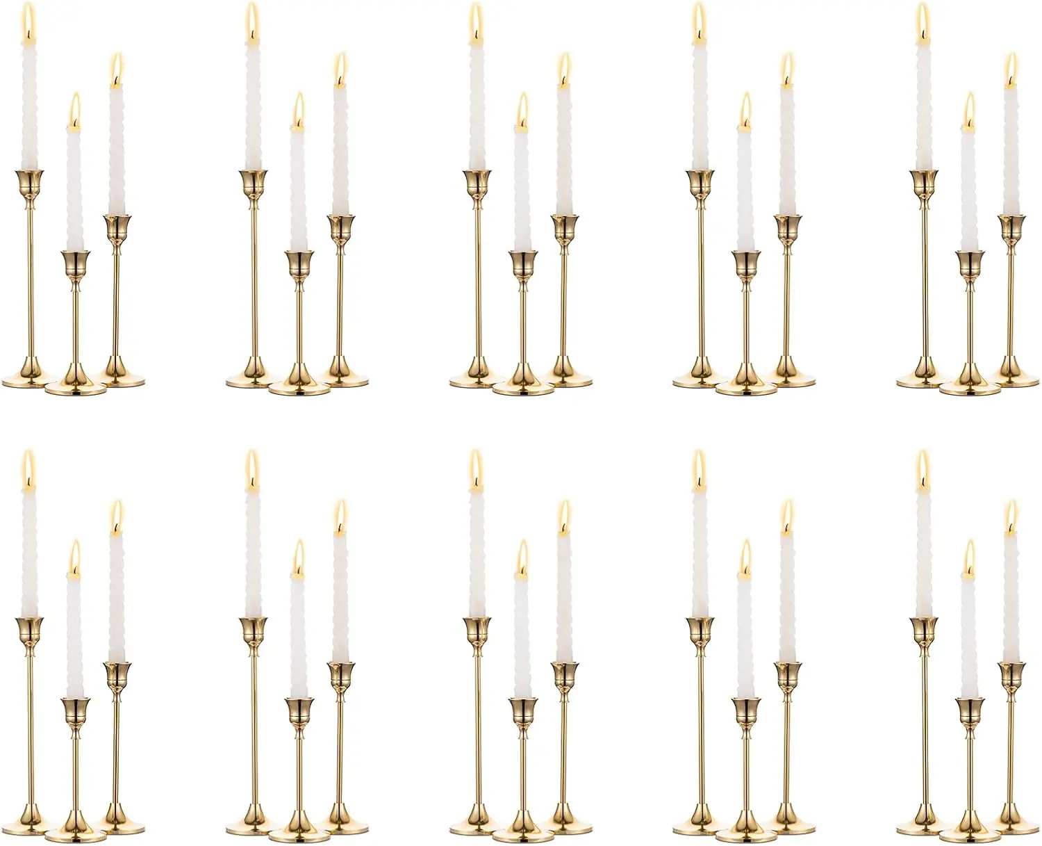 Candlestick Candle Holders 30 Pcs Candle Stick Holder Gold Taper Candle Holder Stand for Wedding Party Thanksgiving