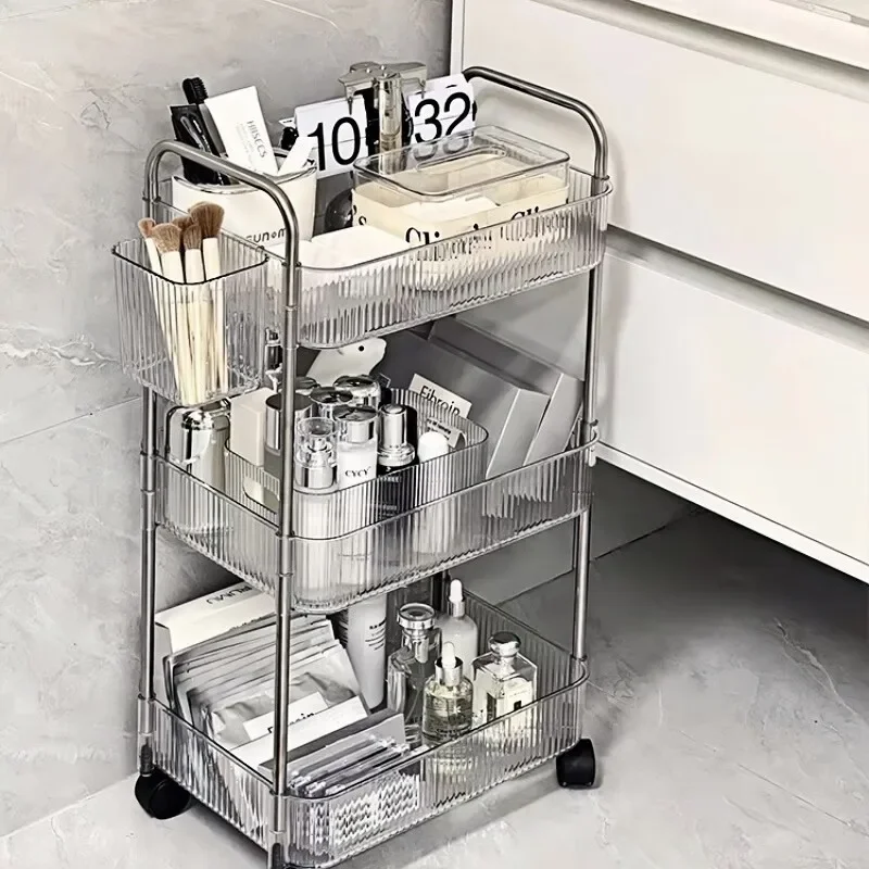 Light Luxury Style Transparent Shelves  Cosmetic Beauty Spaesthetician Barber Salon Trolley Tool Medical Salon Trolley