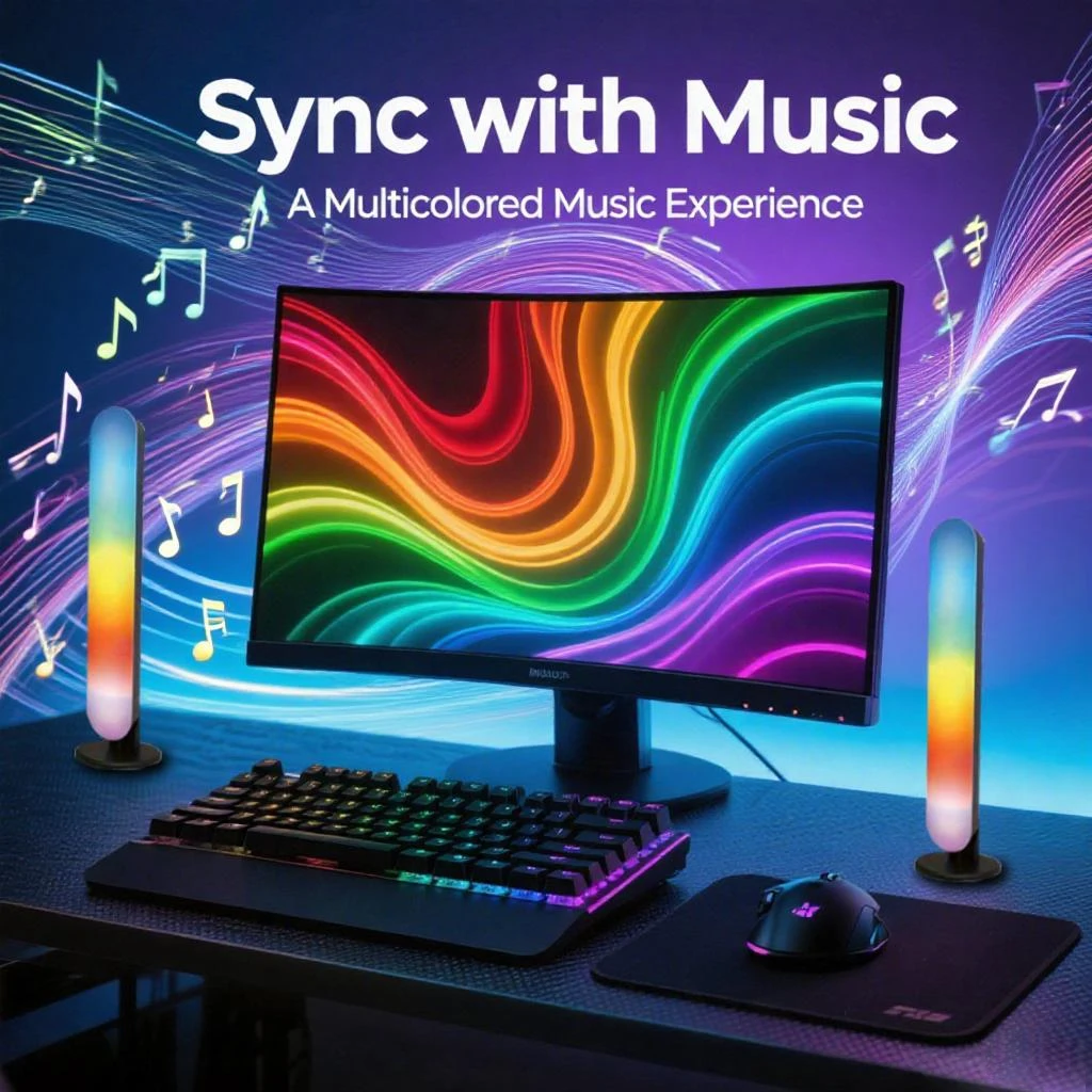 Bluetooth Smart USB LED Light Bar RGB Color Changing TV Backlight Remote Atmosphere Light Strip Music Rhythm Ambient Pickup Lamp