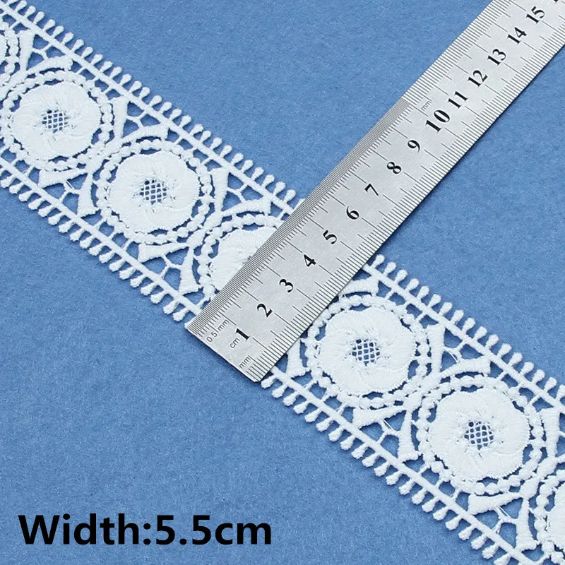 5Yards White Cotton Embroidered Lace Trim Ribbons Fabric DIY Sewing Handmade Craft Materials Clothes Wedding Party Accessories