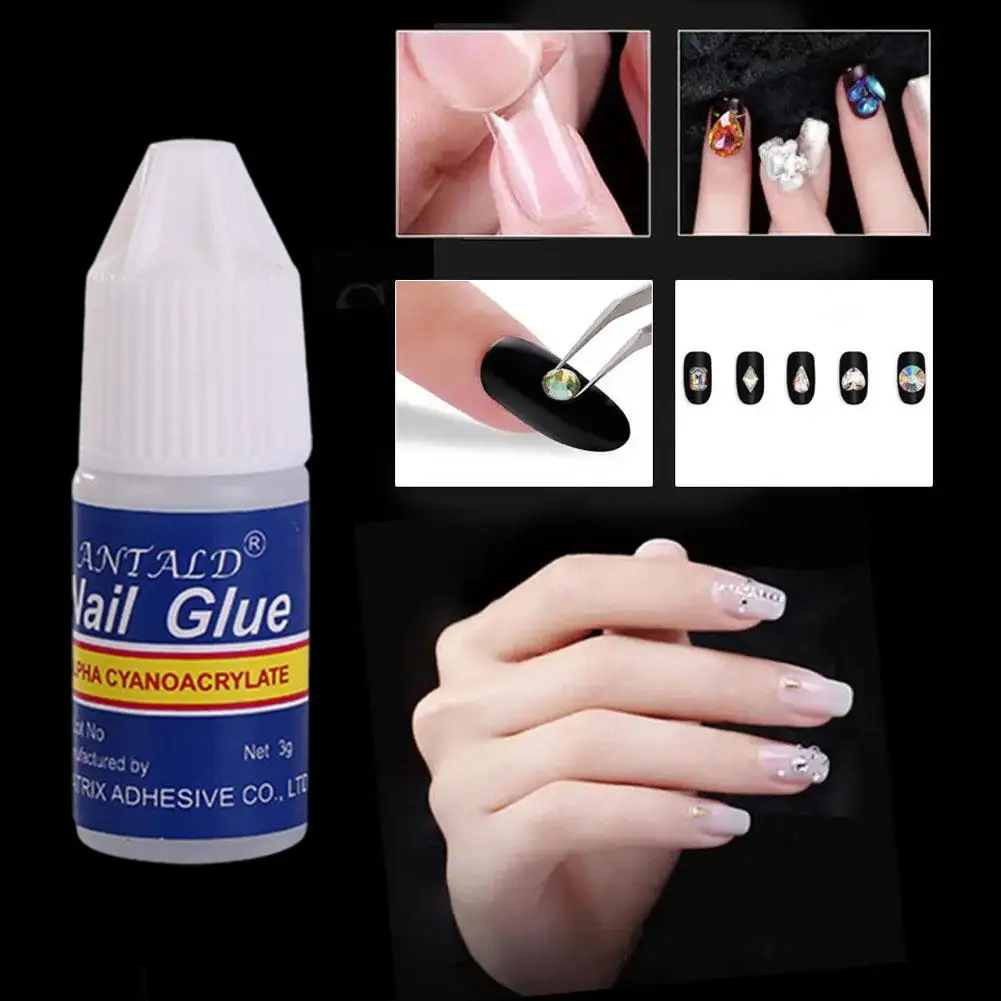 Strong Nail Art Glue For Stick The Drill Glue 3g Tranparent Waterproof Long Lasting Professional Fast Drying Nail Art Adhes U9f1