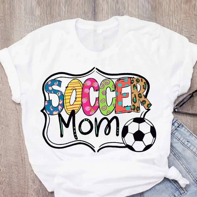 Camiseta feminina de futebol para mamã, futebol, beisebol, dia de jogo, roupas femininas, tops, camisetas, plus size, verão