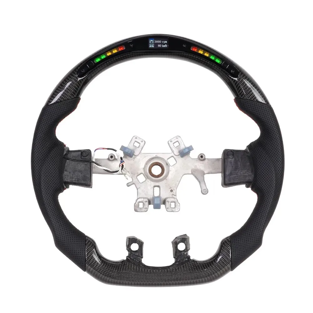 LED Carbon Fiber Steering Wheel With Preforated Leather Red Stitching Fit For Dodge RAM 1500 2500 3500 2012-2018 Car Accessories