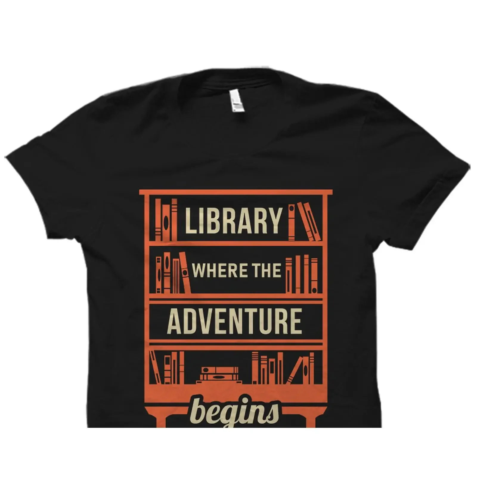 Library Where The Adventure Begins T Shirt Book Lover Librarian Reading Casual  vintage Washed Slightly Unisex Soft