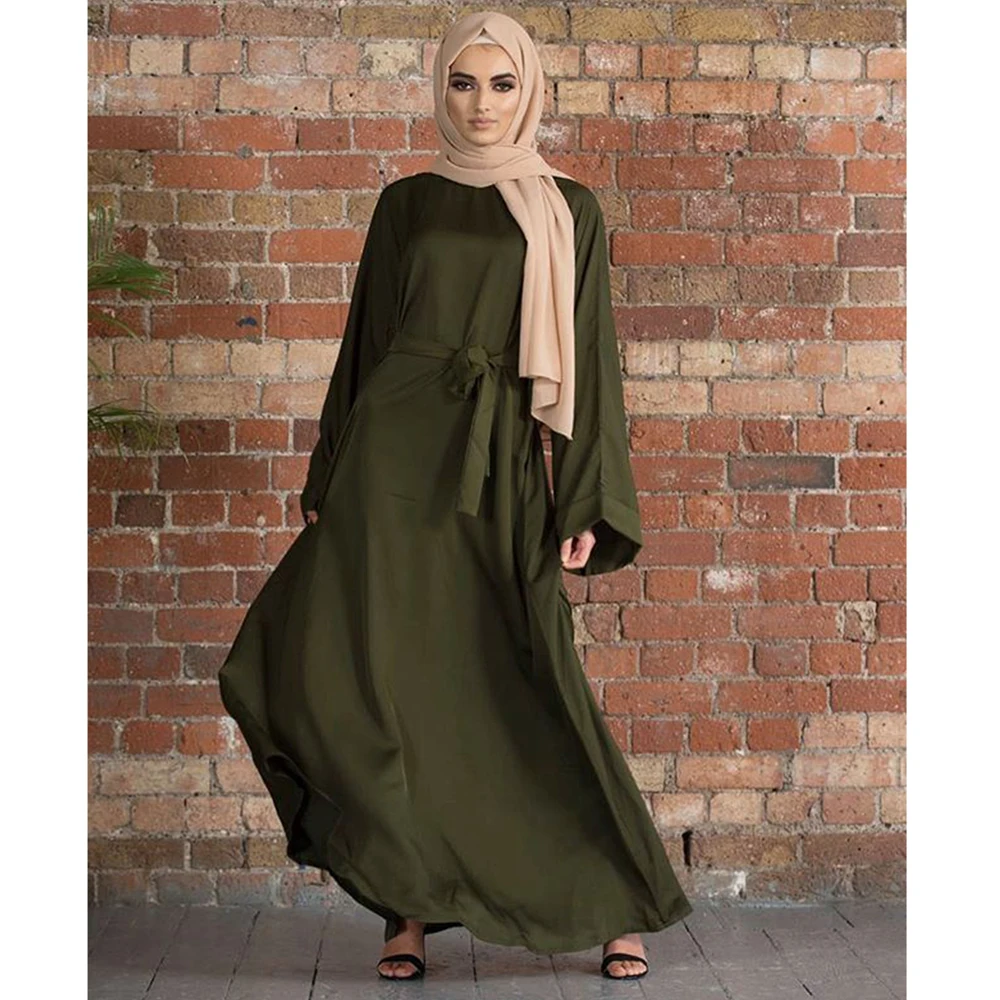 

Muslim Fashion Hijab Dubai Abaya Long Dresses Women With Sashes Islam Clothing Abaya Ramadan African Dresses For Women Musulman