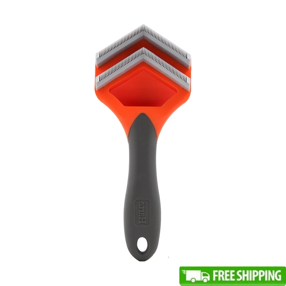 

Grooming Brush De-Shedder Tool Dogs Ergonomic Design Pet Fur Remover Micro Combs Reduces Shedding Undercoat Grooming Helper