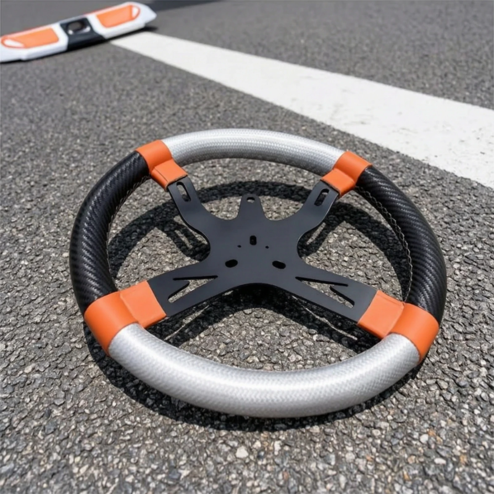 Gokart Steering Wheel Stitched Steering Wheel with Three-Spoke Hub Lightweight Long-Lasting for Racers, Karting, Racing