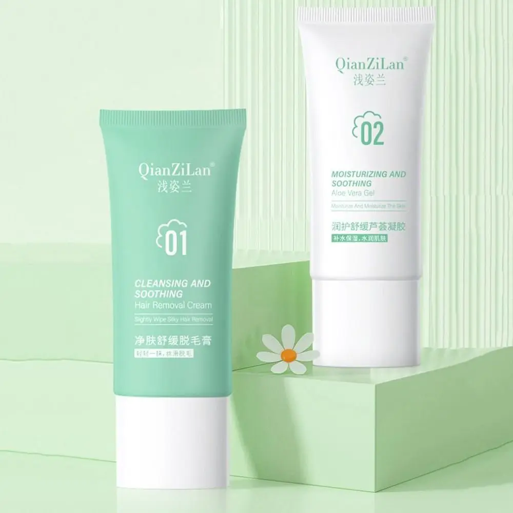 2 pz/set crema depilatoria indolore cura della pelle Aloe Vera Gel nutriente crema depilatoria labbra viso rimozione baffi donna uomo