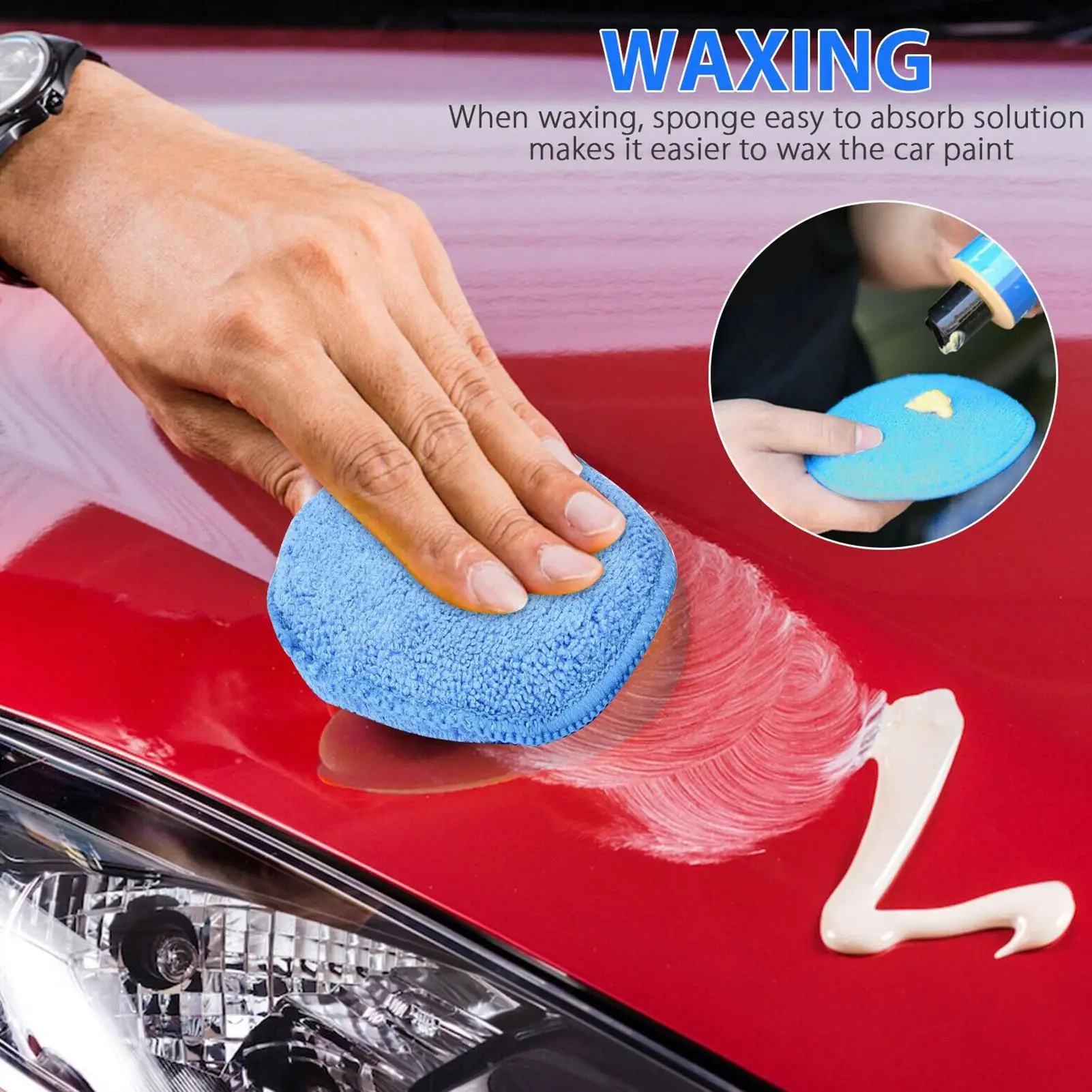 

Автомобильный восковой аппликатор, автомобильные восковые подушечки, 5-дюймовое тонкое волокно с карманной полировальной губкой для металлической шины, уход за кожей, интерьер