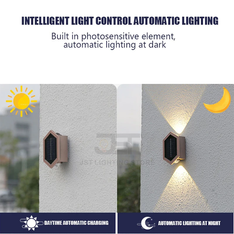 Strong Brightness Solar LED Wall Light Outdoor Waterproof Garden Lights Wall Washer Villa Exterior Wall Lamp Terrace Solar Lamps