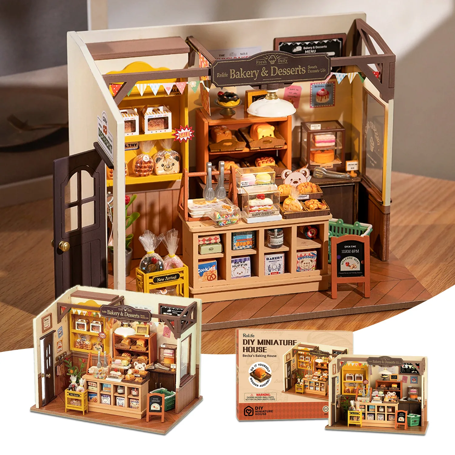 

Robotime Rolife Becka's Baking House DIY Miniature House For Kids Children 3D Wooden Assembly Toys Easy Connection Home Decorate