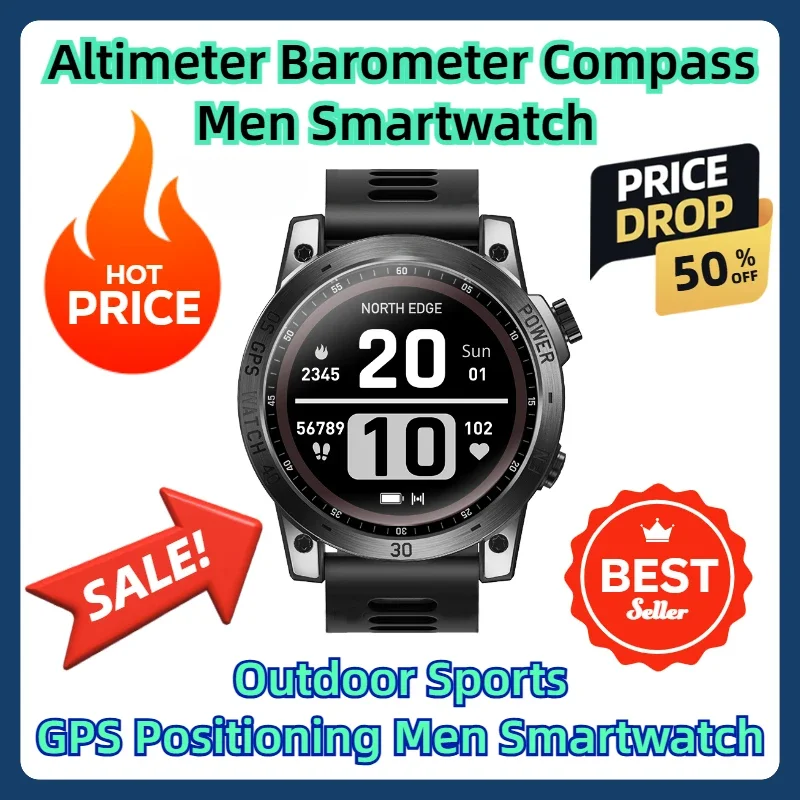 Outdoor Sports GPS Positioning Men Smartwatch For Men Altimeter Barometer Compass Smartwatch